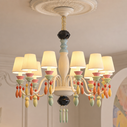 Pastel Ceramic Single-Tier Chandelier