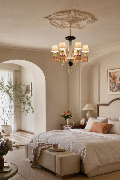 Pastel Ceramic Single-Tier Chandelier