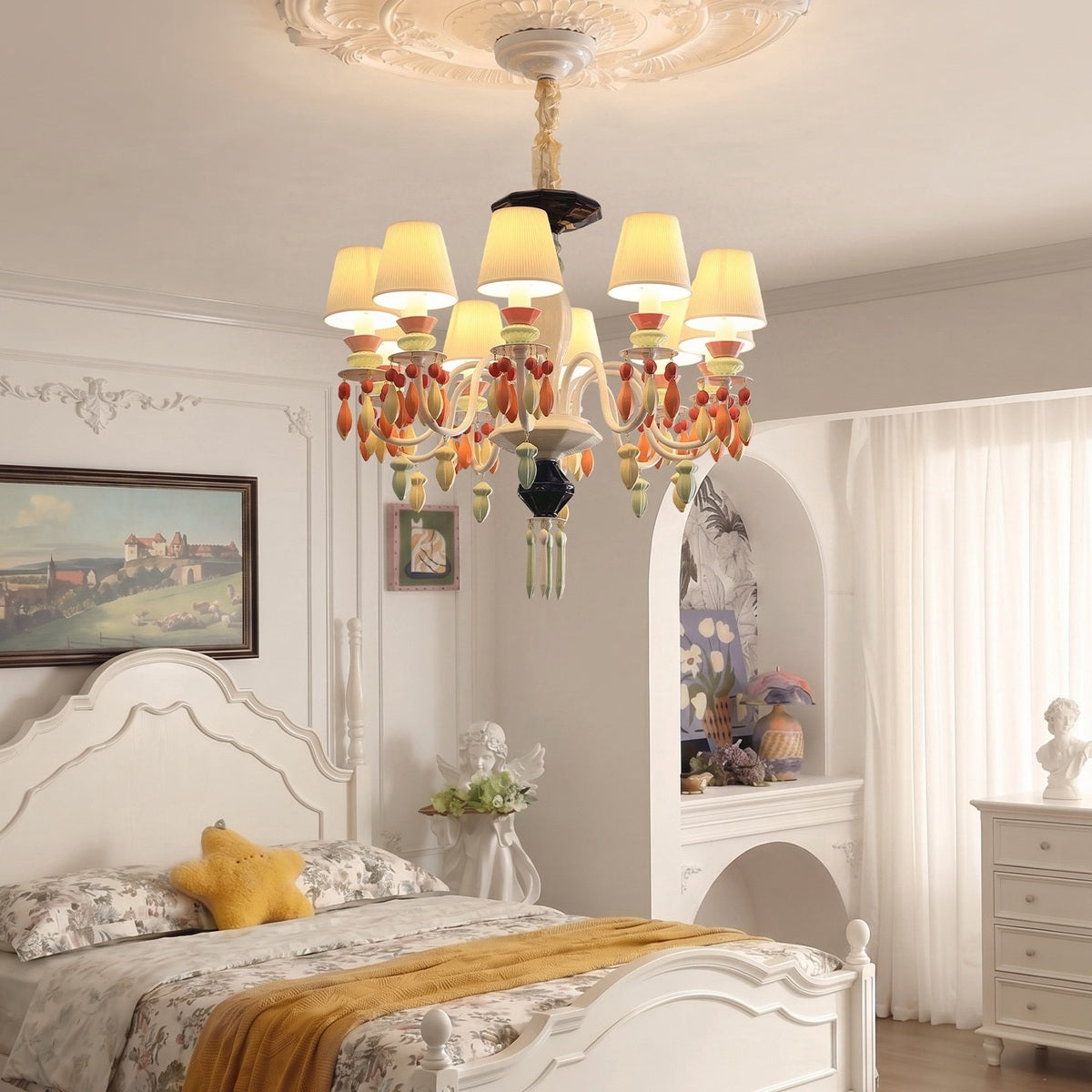 
Pastel Ceramic Single-Tier Chandelier