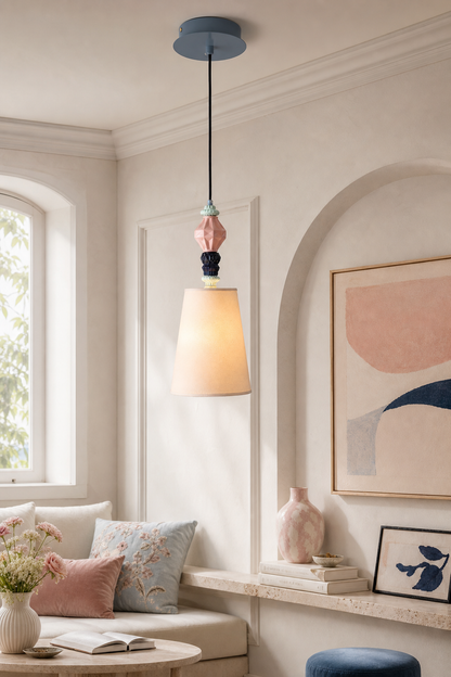Pastel Fog-Glaze Pink Ceramic Mini Pendant