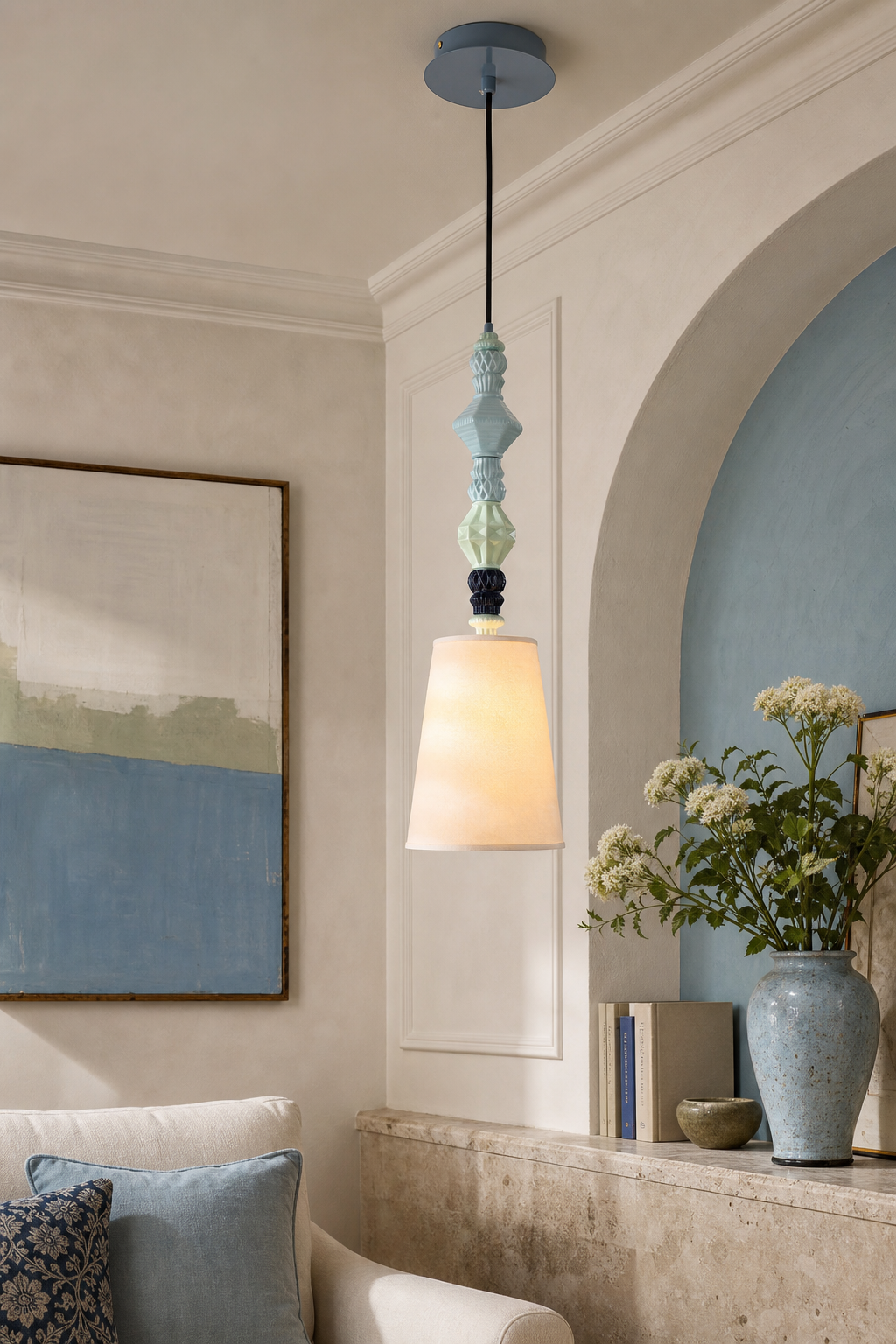 
Pastel Cloud-Glaze Blue Ceramic Mini Pendant