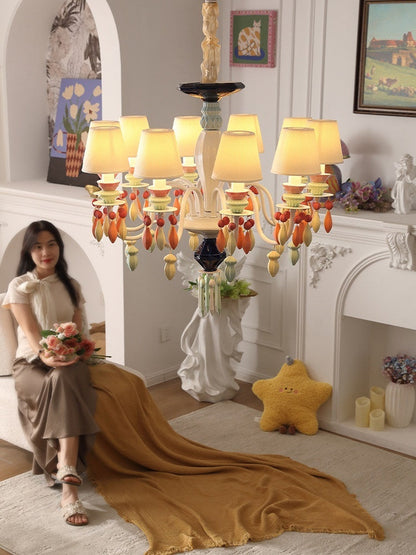 Pastel Ceramic Single-Tier Chandelier
